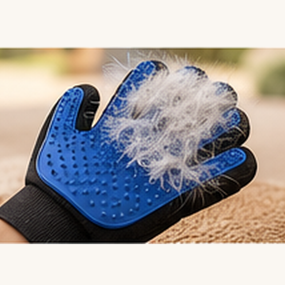 Close-up detail of CozyWag pet grooming glove